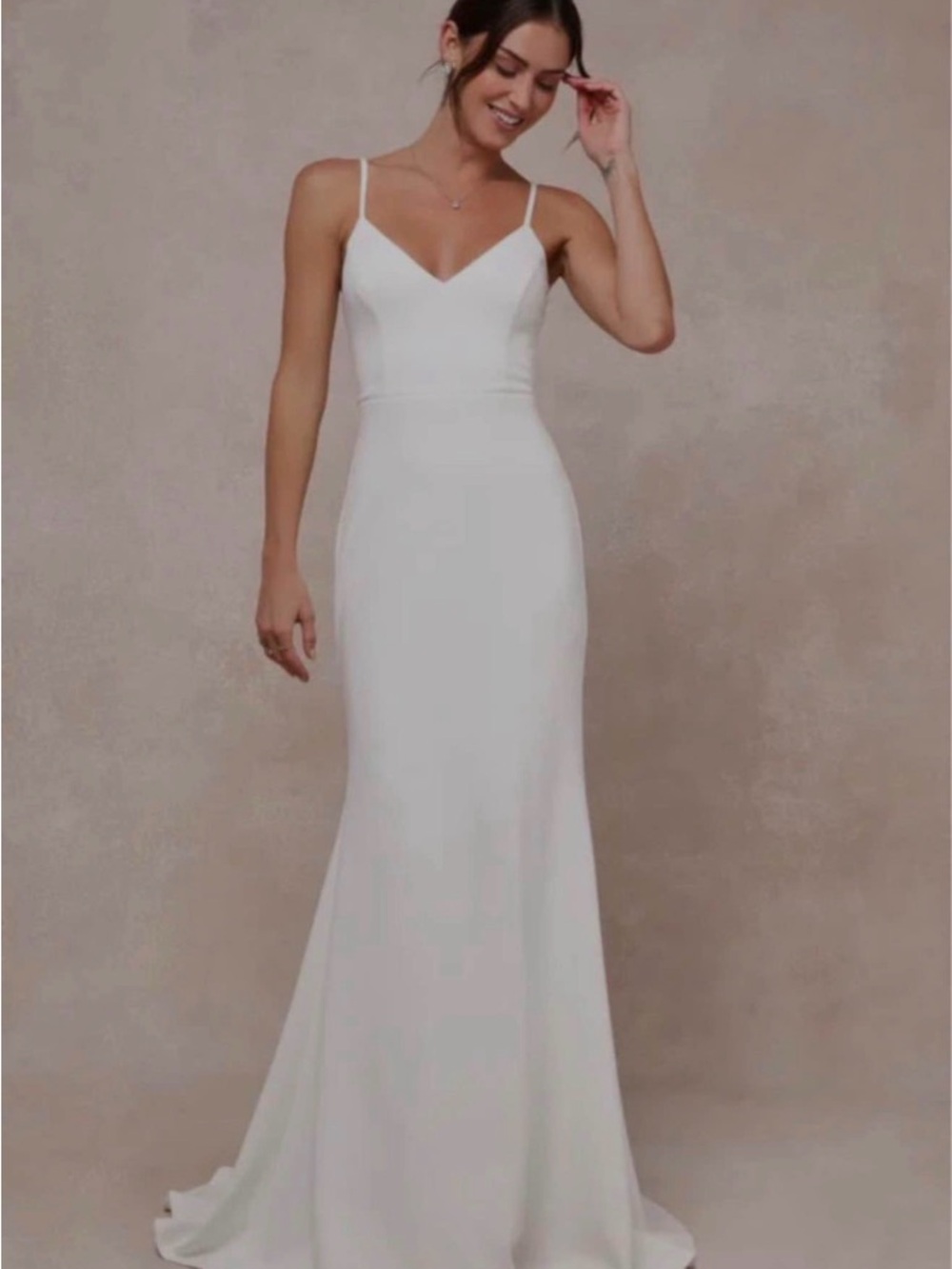 Lulu Feeling of Forever Elegant White Spaghetti-Strap Evening Dress